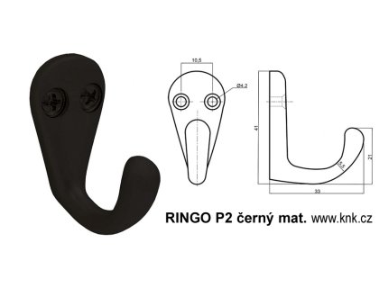RINGO P2 černý mat. věšák