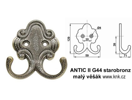 ANTIC II. G44 starobronz malý věšák