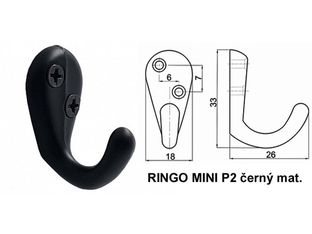 RINGO Mini P2 černý mat. věšák