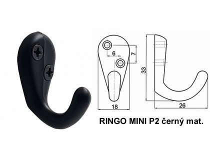 RINGO Mini P2 černý mat. věšák