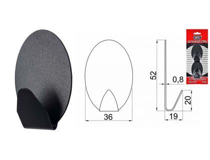 1věšák samolepící OVÁL.P2 černý (2ks,1kg)