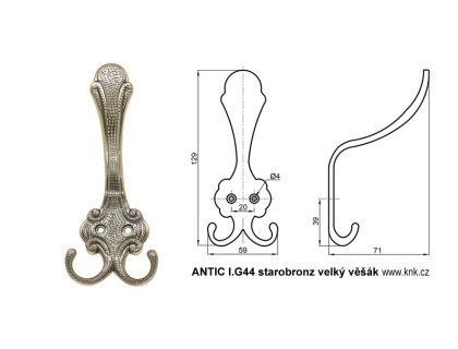 ANTIC I. G44 starobronz velký věšák