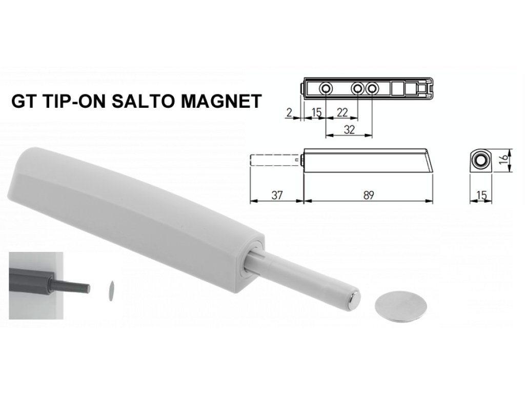 GT TIP-ON SALTO MAGNET PUSH ŠEDÝ otvírač