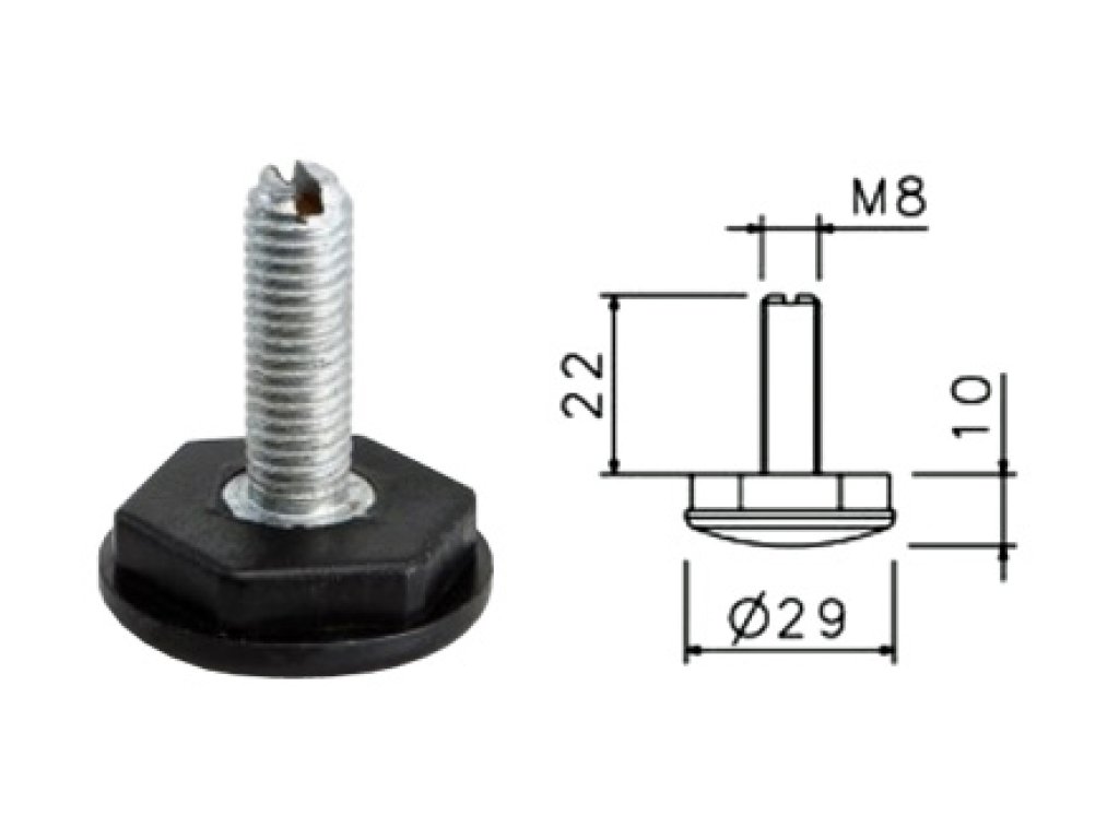 Opěrný šroub M8x22 černý drážka