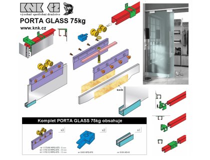 PORTA GLASS 8mm 75kg sada 1dv.