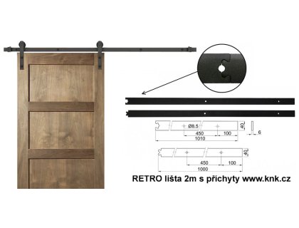 RETRO lišta 2m černá pro sady kování RETRO