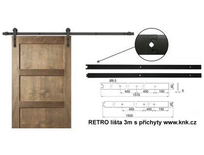 RETRO lišta 3m černá pro sady kování RETRO