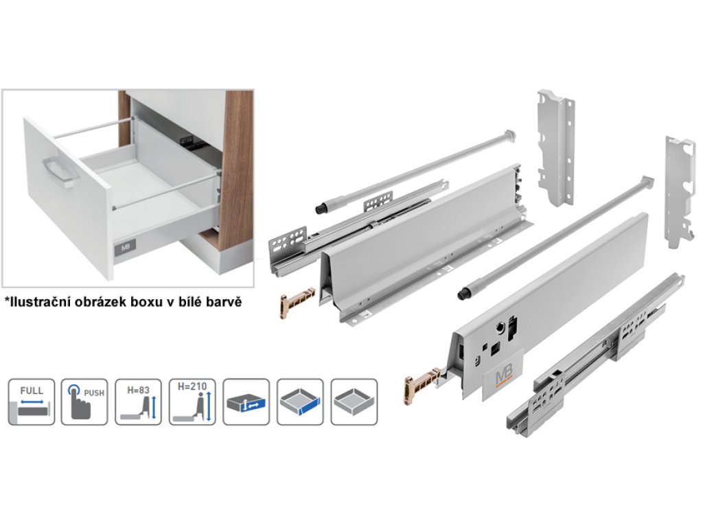GT PUSH MB 500/210 ŠEDÝ 40KG ModernBox PUSH TO OPEN
