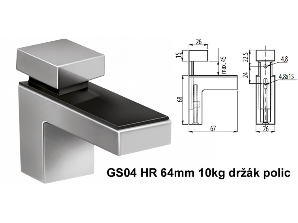 GS04 HR 67mm Cr mat (10kg) držák polic