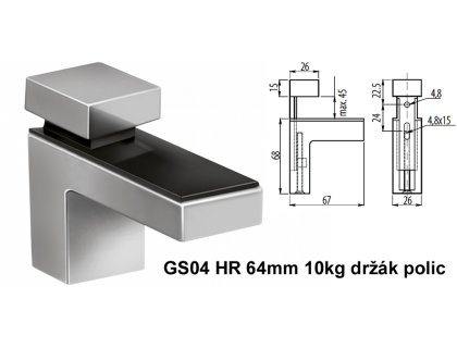GS04 HR 67mm Cr mat (10kg) držák polic