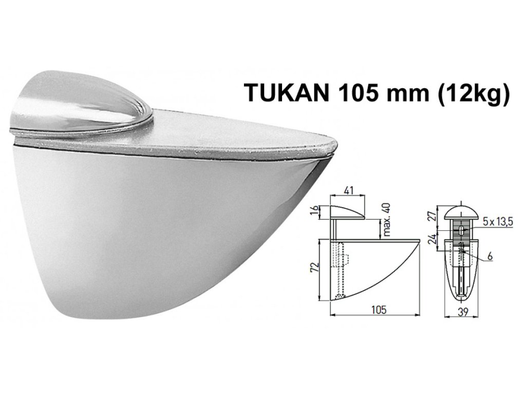 TUKAN 105mm Cr (12kg) držák polic