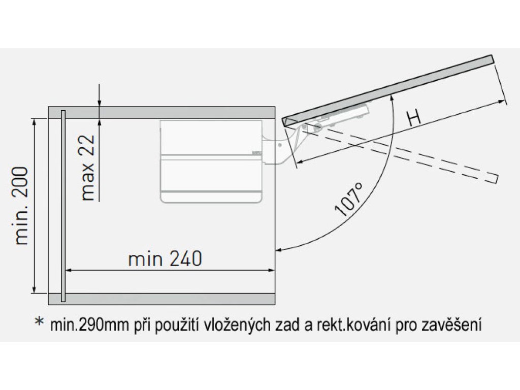Výklop GT LIFTPUSH ŠEDÝ LIGHT F580-1350