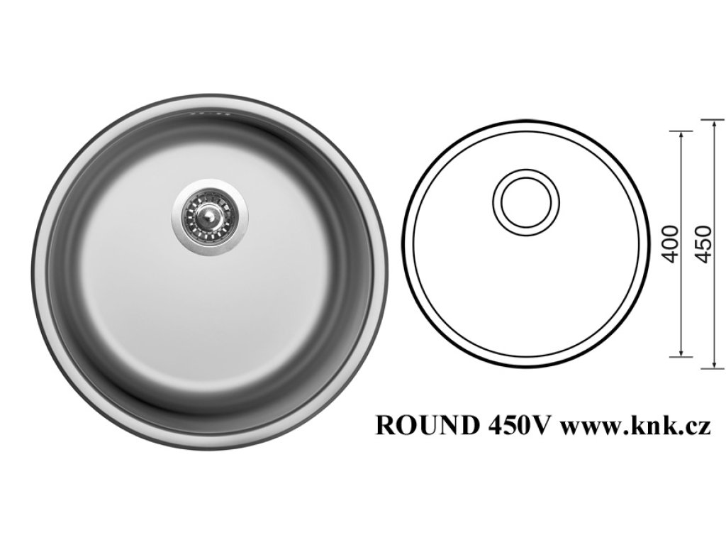 ROUND 450V dřez kulatý velká výpust