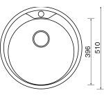 ROUND 510V dřez kulatý 0,6mm, velká výpust