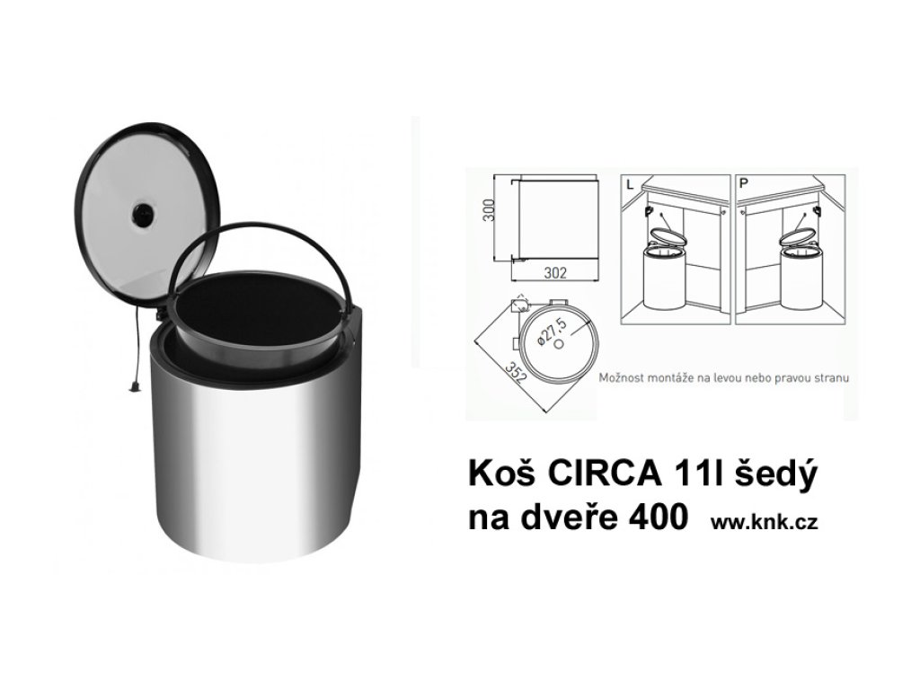 Koš CIRCA 11l nerez na dveře 400
