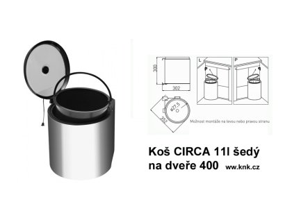 Koš CIRCA 11l nerez na dveře 400