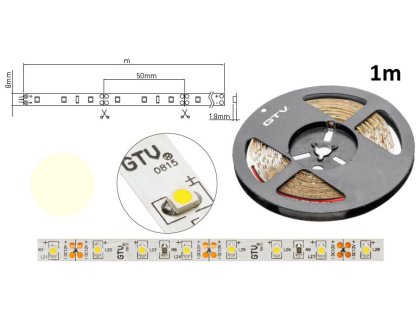 LED 05 1m pásek teplá 60x3528 4,8W12V8mm