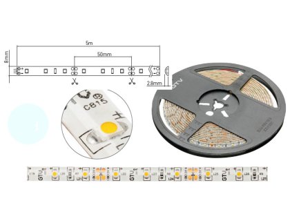 LED 05 pásek voděodolný 24Wstudená12V 5m