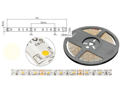 LED 05 pásek voděodolný 24Wteplá12V 5m