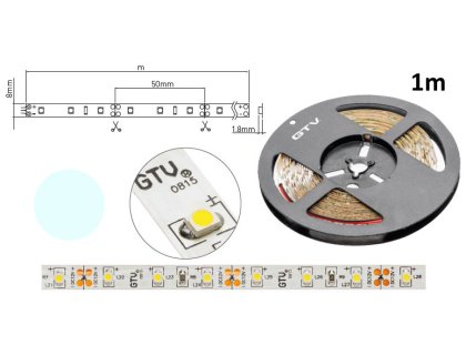 LED 05 1m pásek studený 60x3528 4,8W 8mm