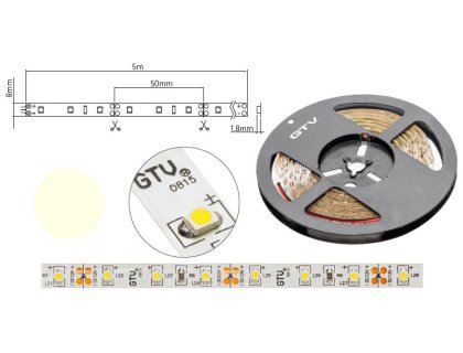 LED 05 pásek 300x3528 24Wteplá12V 8mm 5m