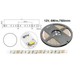 LED 05 pásek 30W denní bílá 12V 8mm 5m svítivější