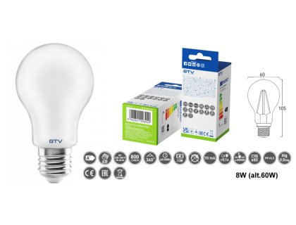 LED žárovka E27  8W denní bílá (c.60W) mléčná