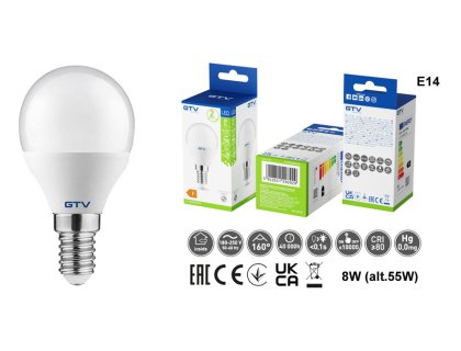 LED žárovka E14 8W denní (c.55W) kulatá