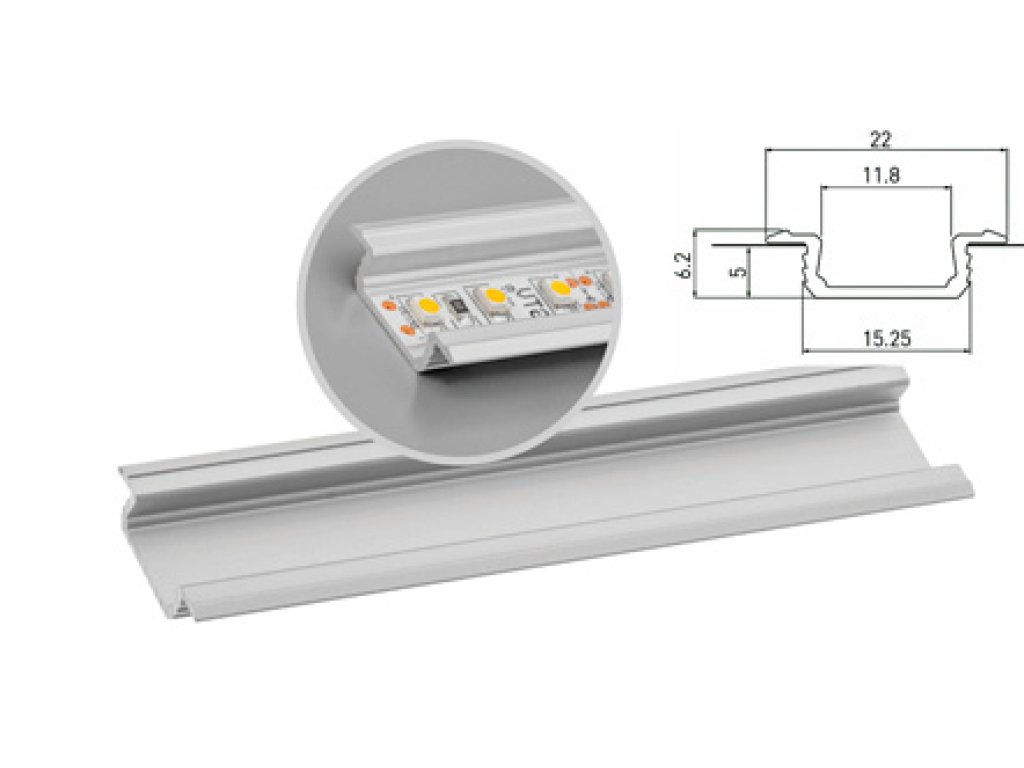 LED 00B lišta Al vložená 2m bez krytky