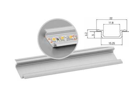 LED 00B lišta Al vložená 2m bez krytky