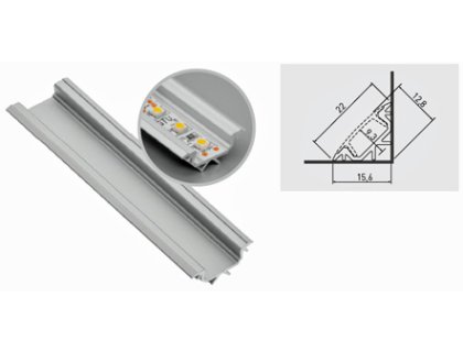 LED 00C lišta Al rohová 2m bez krytky