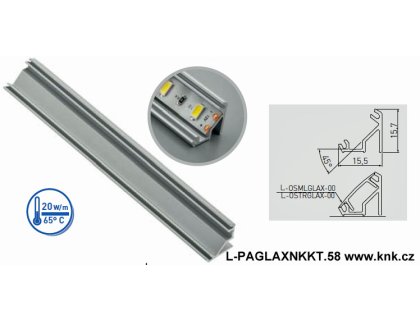 LED 00Cn lišta Al ROHOVÁ NALOŽENÁ 2m bez krytky