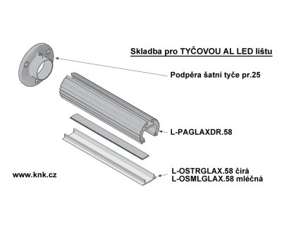 LED 00E lišta Al TYČOVÁ 2m bez krytky