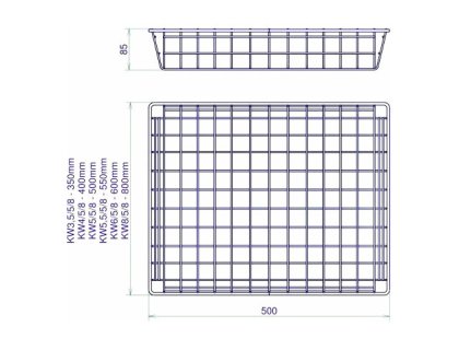 Koš 350x500x85 stříbrný bez pojezdů