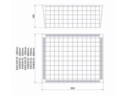 Koš 350x500x185 stříbrný bez pojezdů