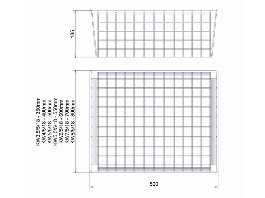 Koš 500x500x185 bílý bez pojezdů