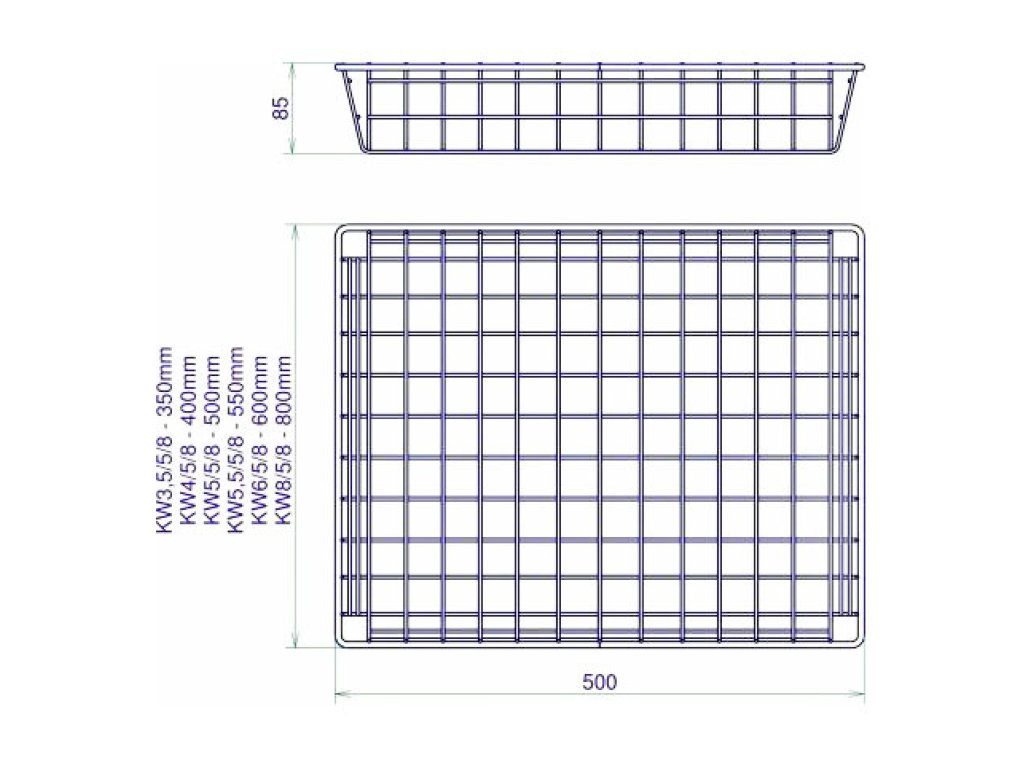 Koš 550x500x85 stříbrný bez pojezdů