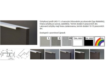 Profilová úchytka na míru UKS-11 - frézování F leštěná či lakovaná hrana